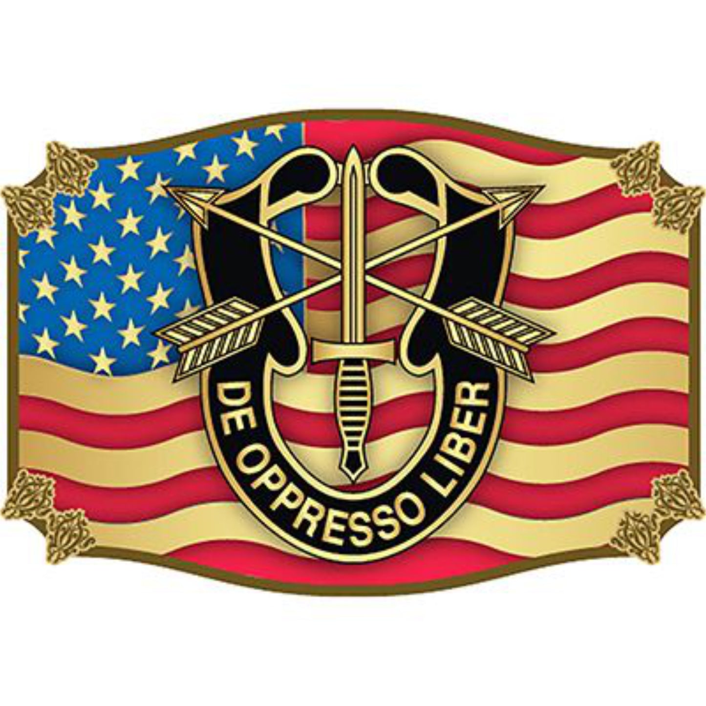Patriotic Collector Series Black Iron Belt Buckles - Army Special Forces - B0108