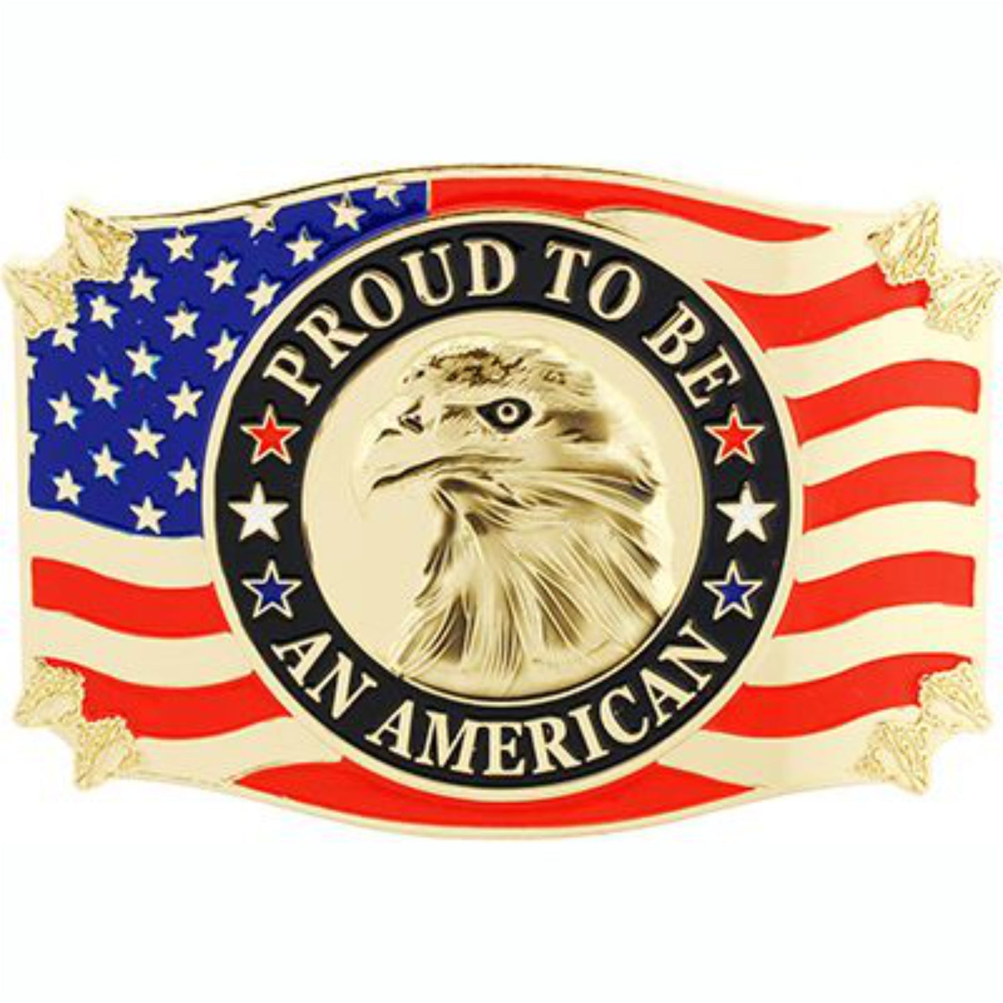 Patriotic Collector Series Black Iron Belt Buckles - USA Eagle Proud - B0154