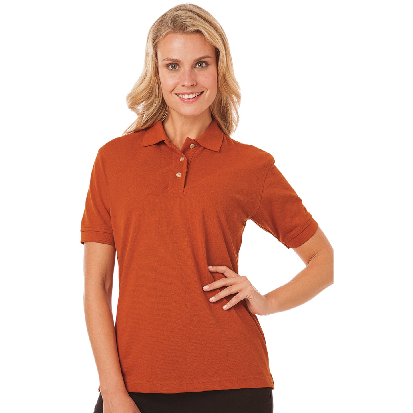 Blue Generation BG6204 Ladies Superblend S/S Pique Polo, Burnt Orange, Large (Clearance)