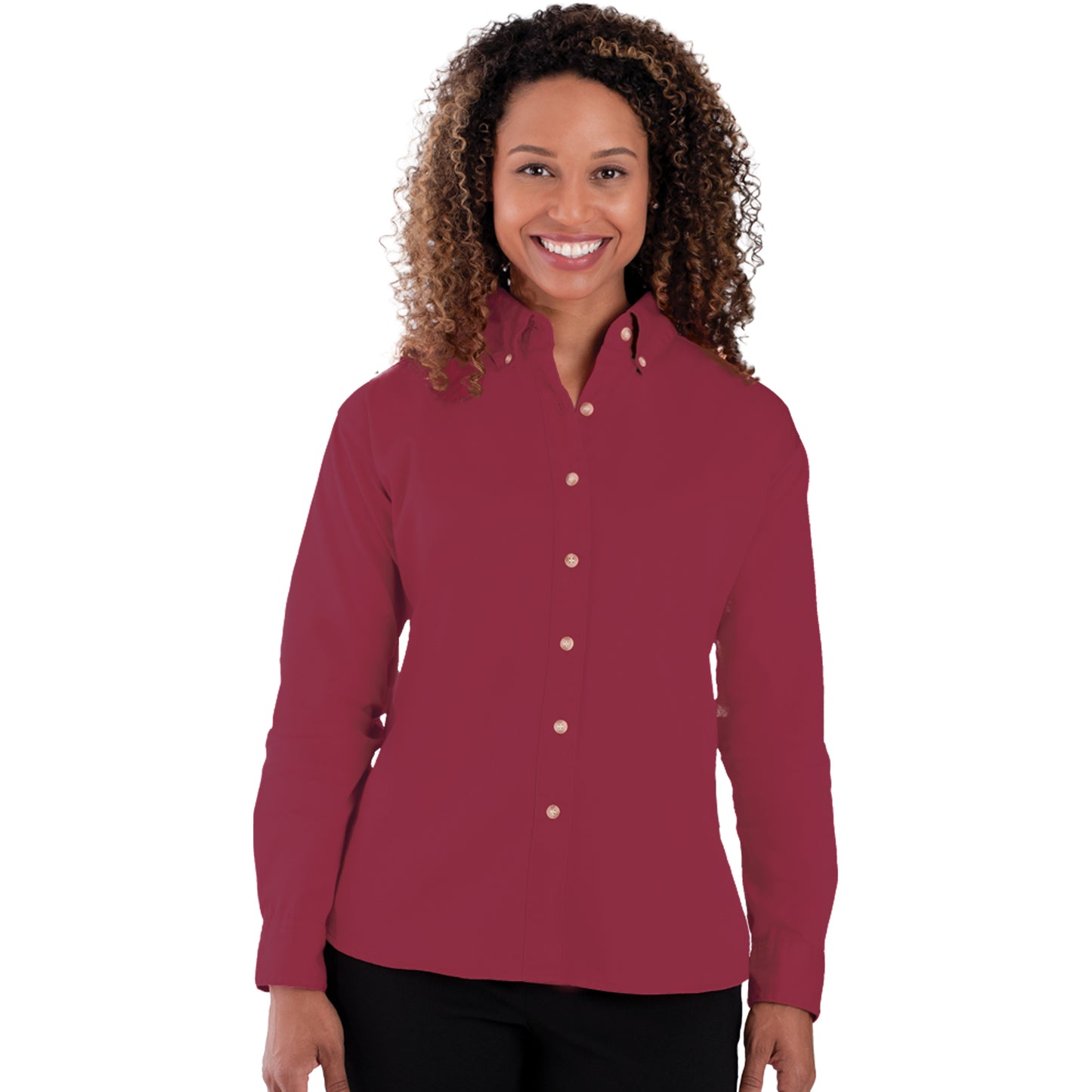 Blue Generation BG6213 Ladies L/S 100% Cotton Twill Shirt, Burgundy, Large (Clearance)