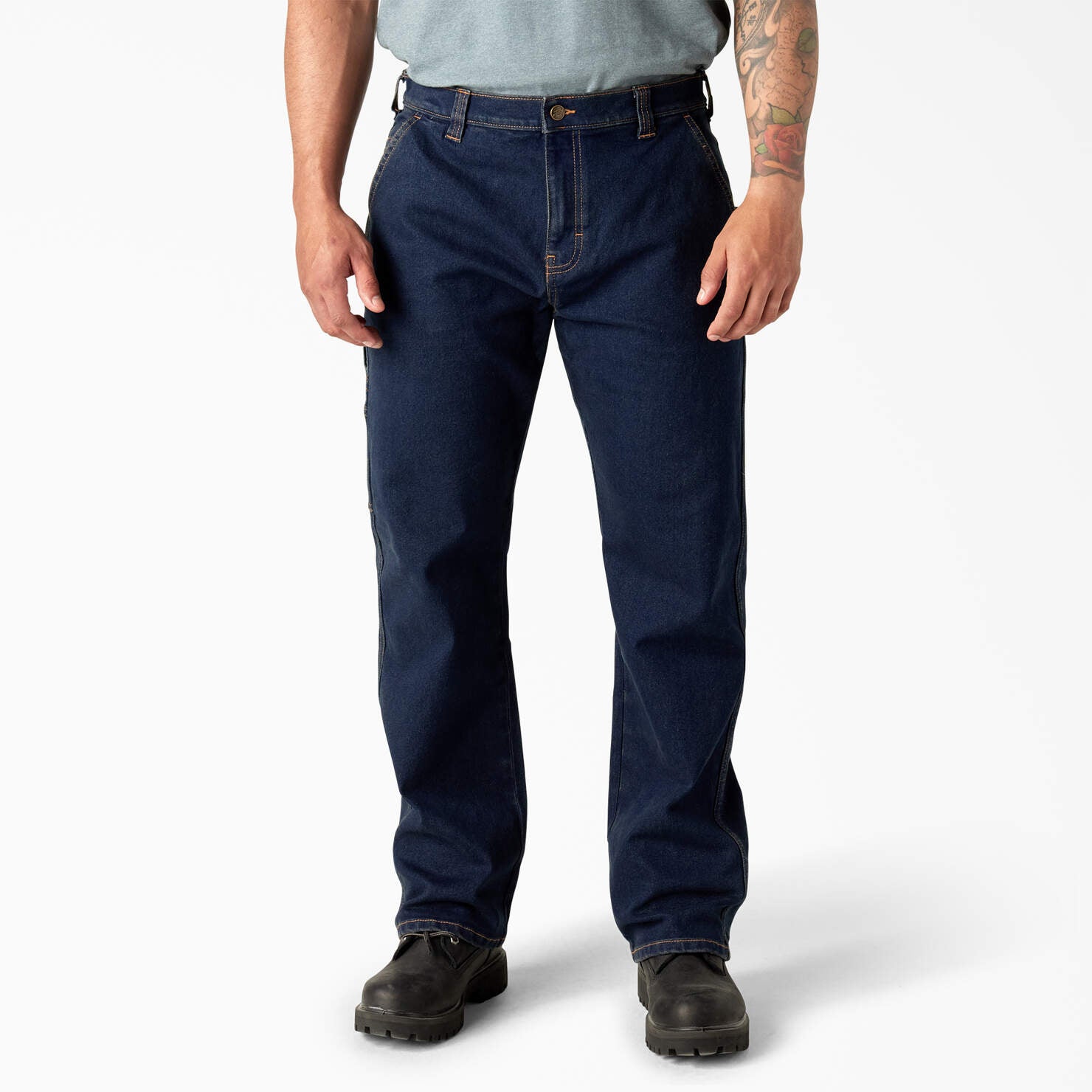 Dickies Men's FLEX Relaxed Fit Carpenter Jeans Denim Dark Wash - DU603 –  Basics Clothing Store