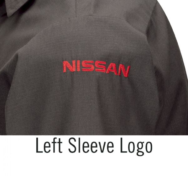 Nissan Long Sleeve Technician Shirt - Charcoal / Black With Red Striping