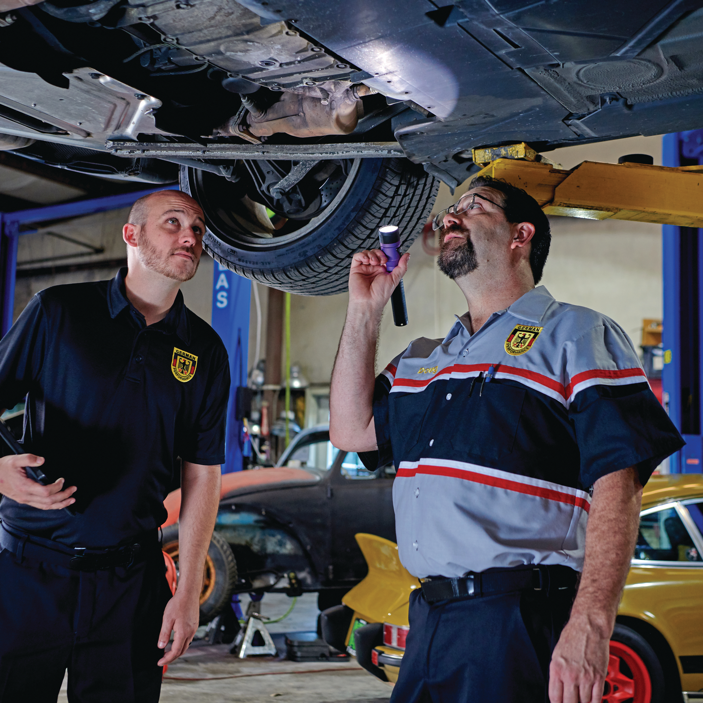 Red Kap Men's Short Sleeve Technician Shirt-Grey / Black w/Red / White Stripe