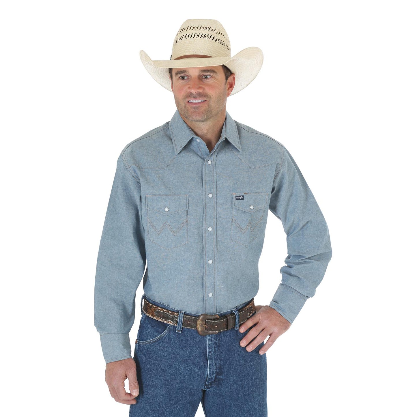 Wrangler Cowboy Cut® Long Sleeve Western Snap Chambray Work Shirt