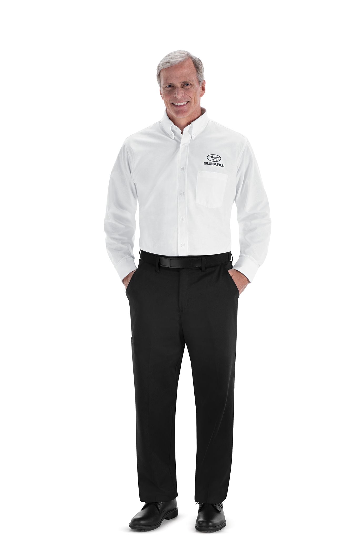 Subaru Men's Long Sleeve Executive Oxford Dress Shirt - White