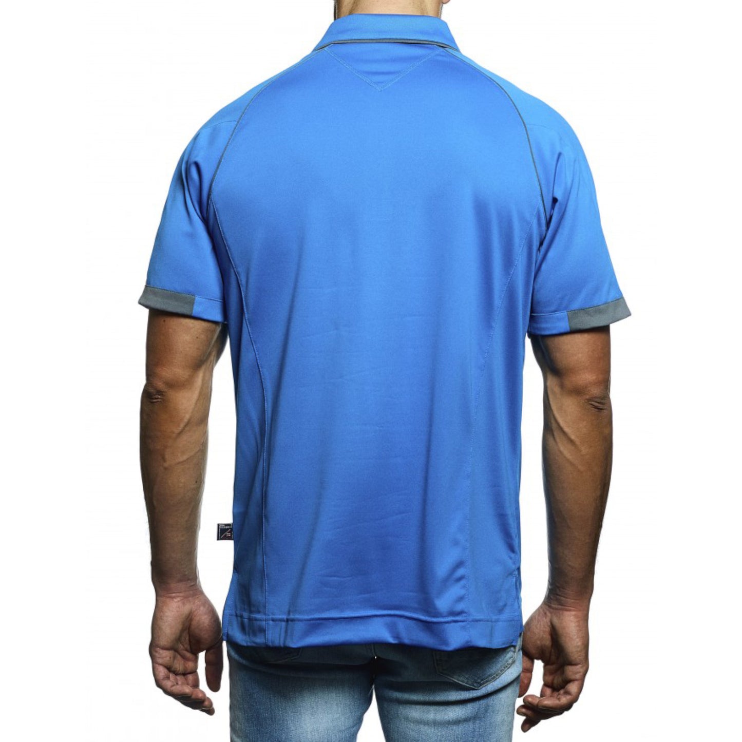 Pro Celebrity Men's Aloha Polo Shirt, Electric Blue & Graphite, Large (Clearance)