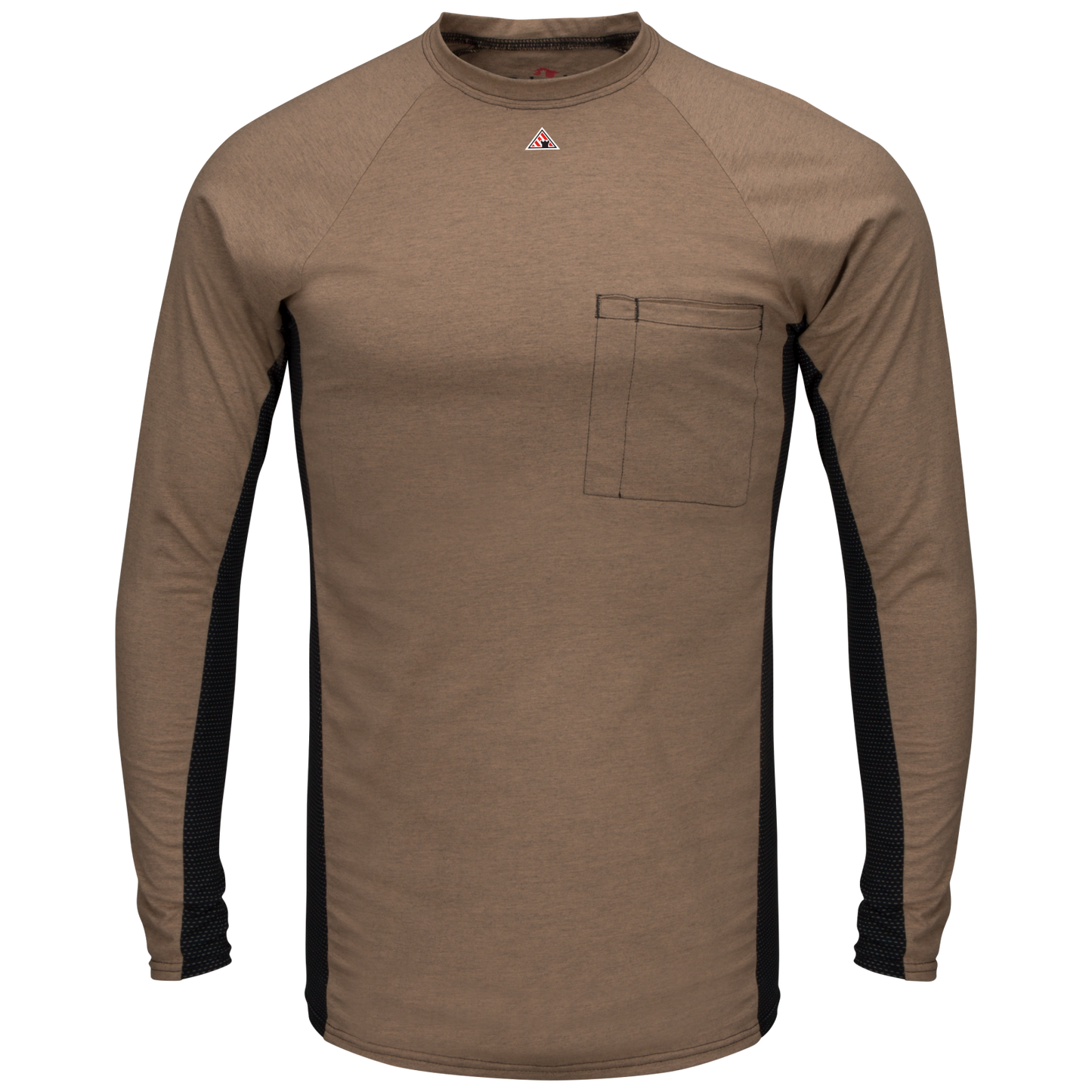 Bulwark Men's Long Sleeve FR Two-Tone Base Layer w/ Chest Pocket - MPS8 - Color : Grey - Khaki