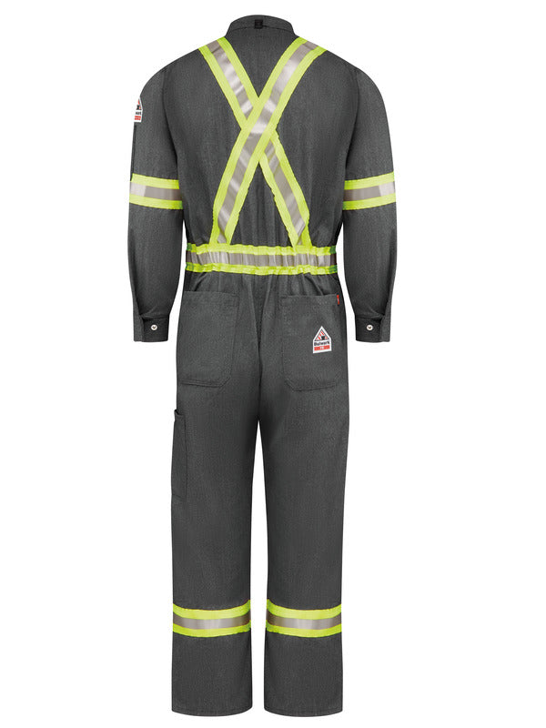 Bulwark® FR iQ Series Men's Mobility Coverall With Striping - Dark Grey - QC20CN