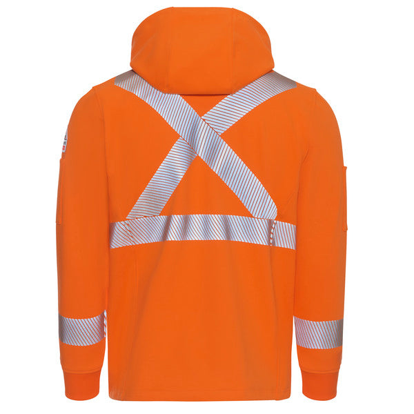 Bulwark® Men's Full Zip Fleece Jacket with Reflective Trim and Detachable Hood - Orange - SEZ6OR