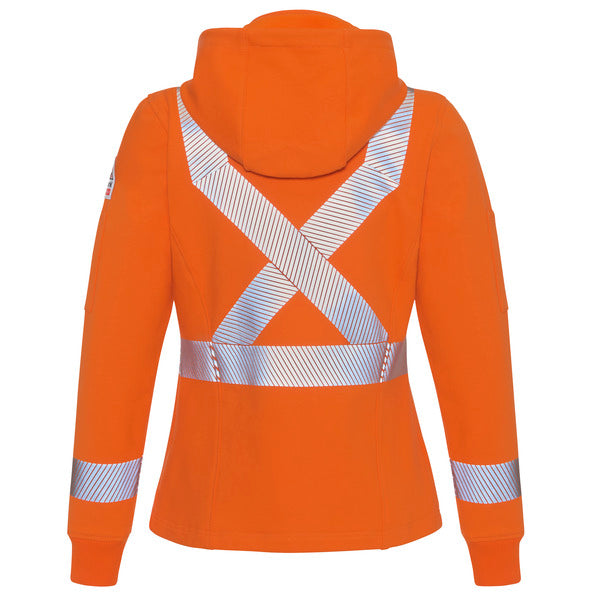 Bulwark® Women's Full Zip Fleece Jacket with Reflective Trim and Detachable Hood - Orange - SEZ7OR