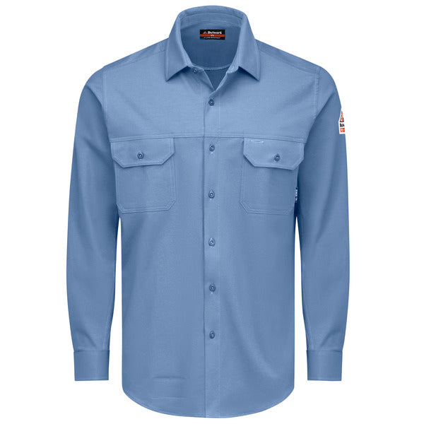 Bulwark Men's FR Flex Knit Button Down Shirt - STG4 (CH-Charcoal )(KH-Khaki) (LB-Light Blue) (NV-Navy) - Basics Clothing Store