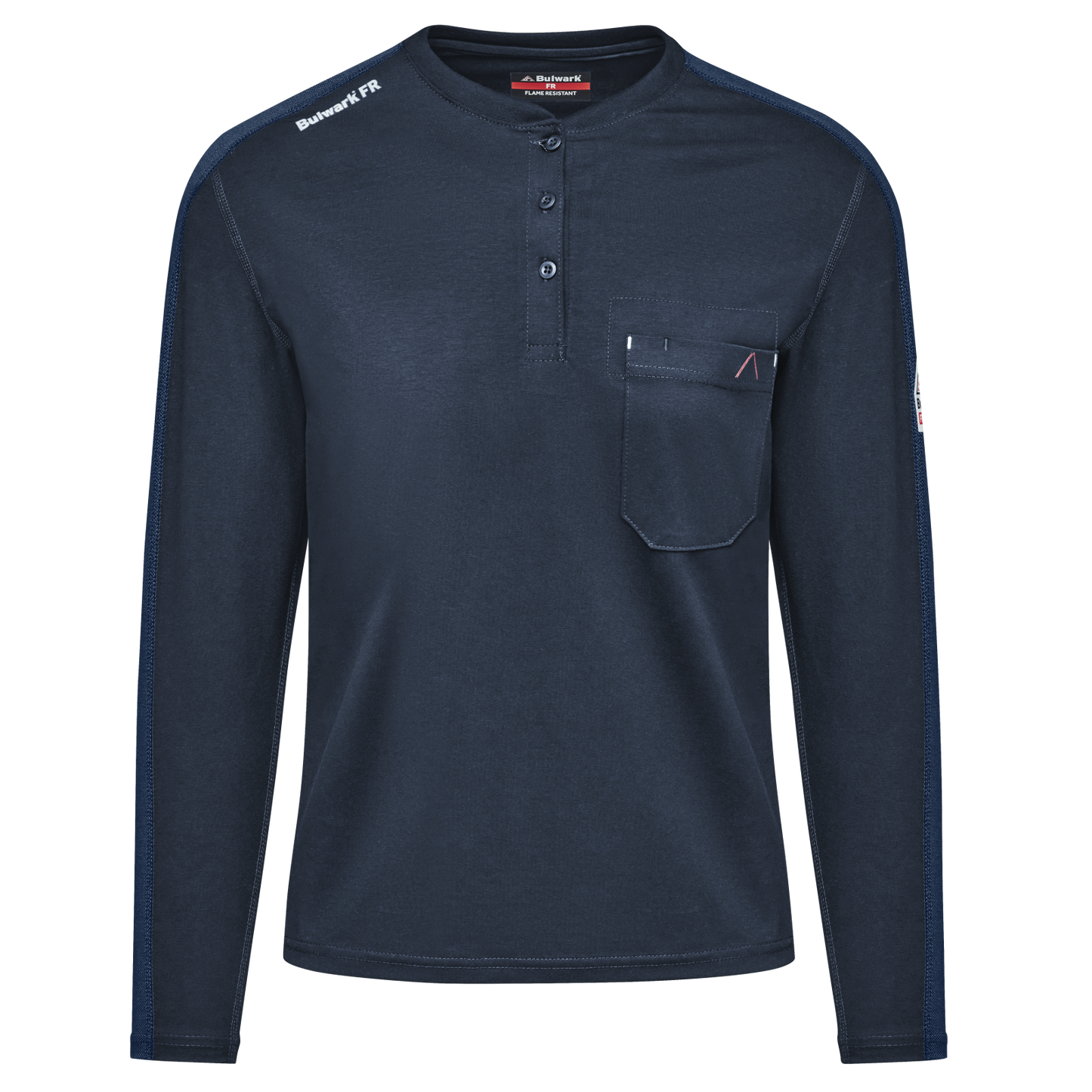 Bulwark Women's Long Sleeve Flex Knit Henley - STL3 - Color : Charcoal - Khaki - NAVY - Basics Clothing Store