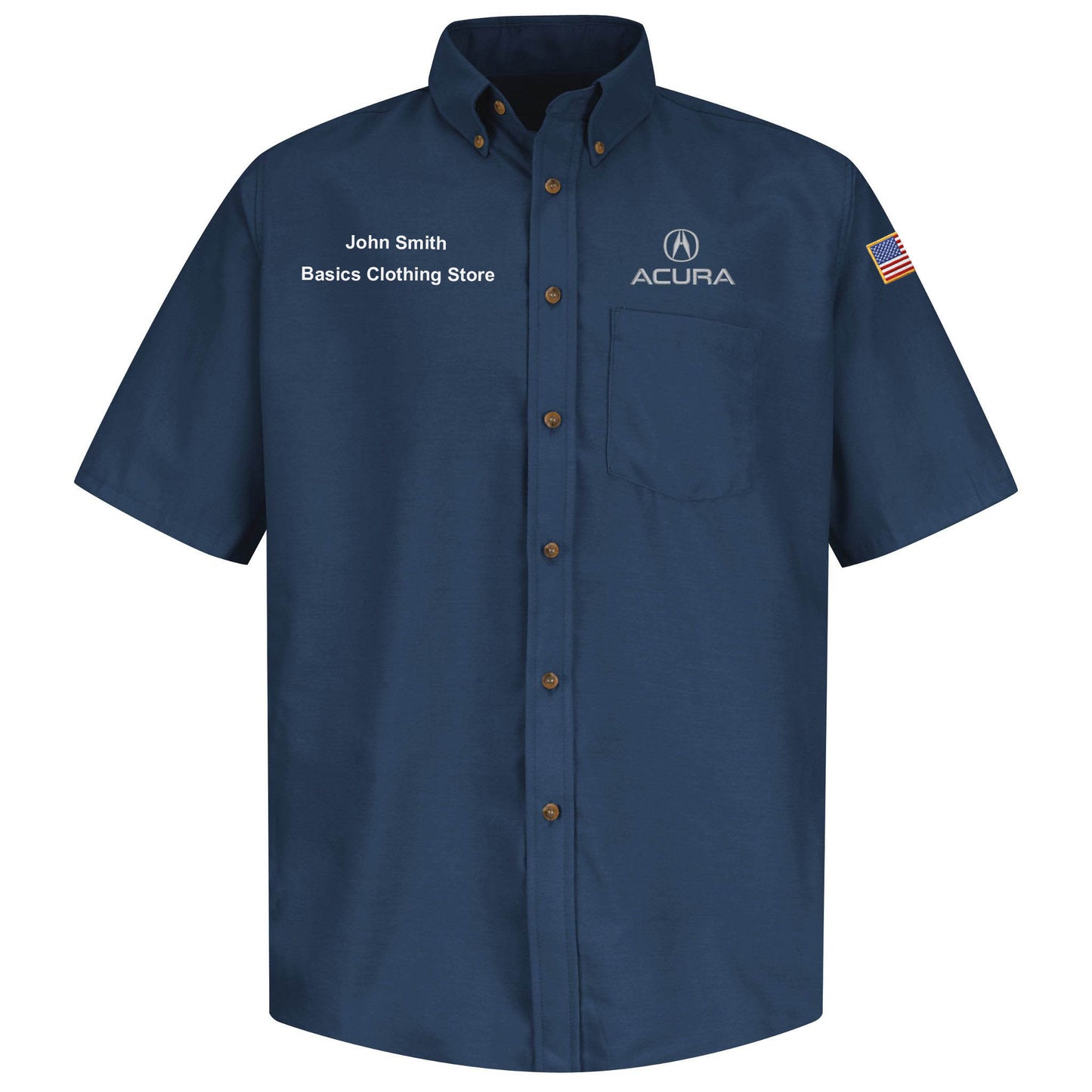 Acura Men's Short Sleeve Poplin Dress Shirt - 1103NV