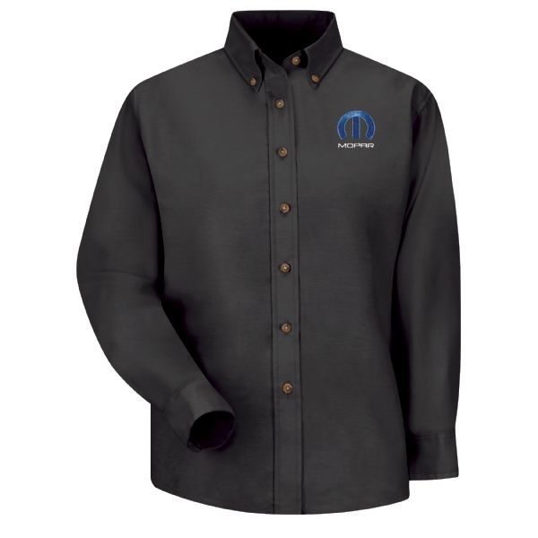 Mopar Women's Long Sleeve Poplin Dress Shirt - Black - 1509BK - Basics Clothing Store