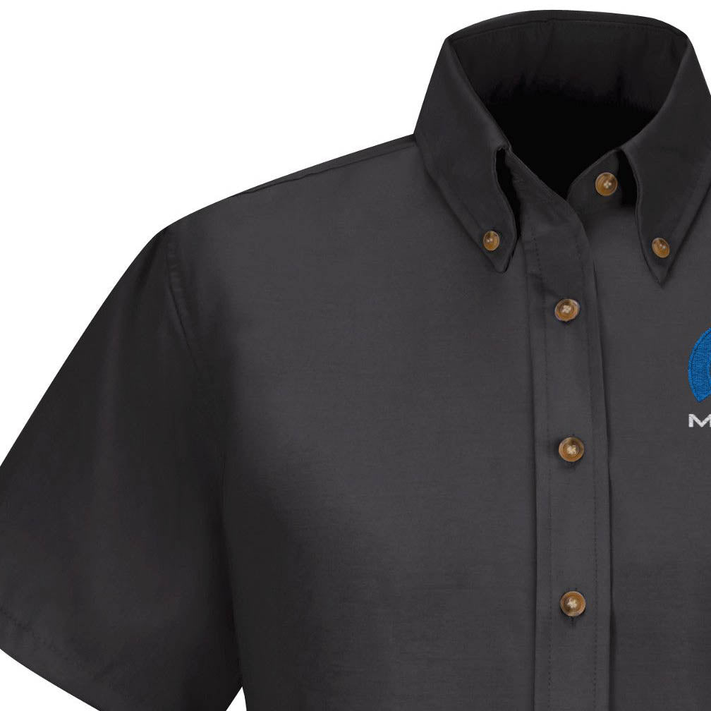Mopar® Women's Short Sleeve Poplin Dress Shirt - Black - 1518BK - Basics Clothing Store