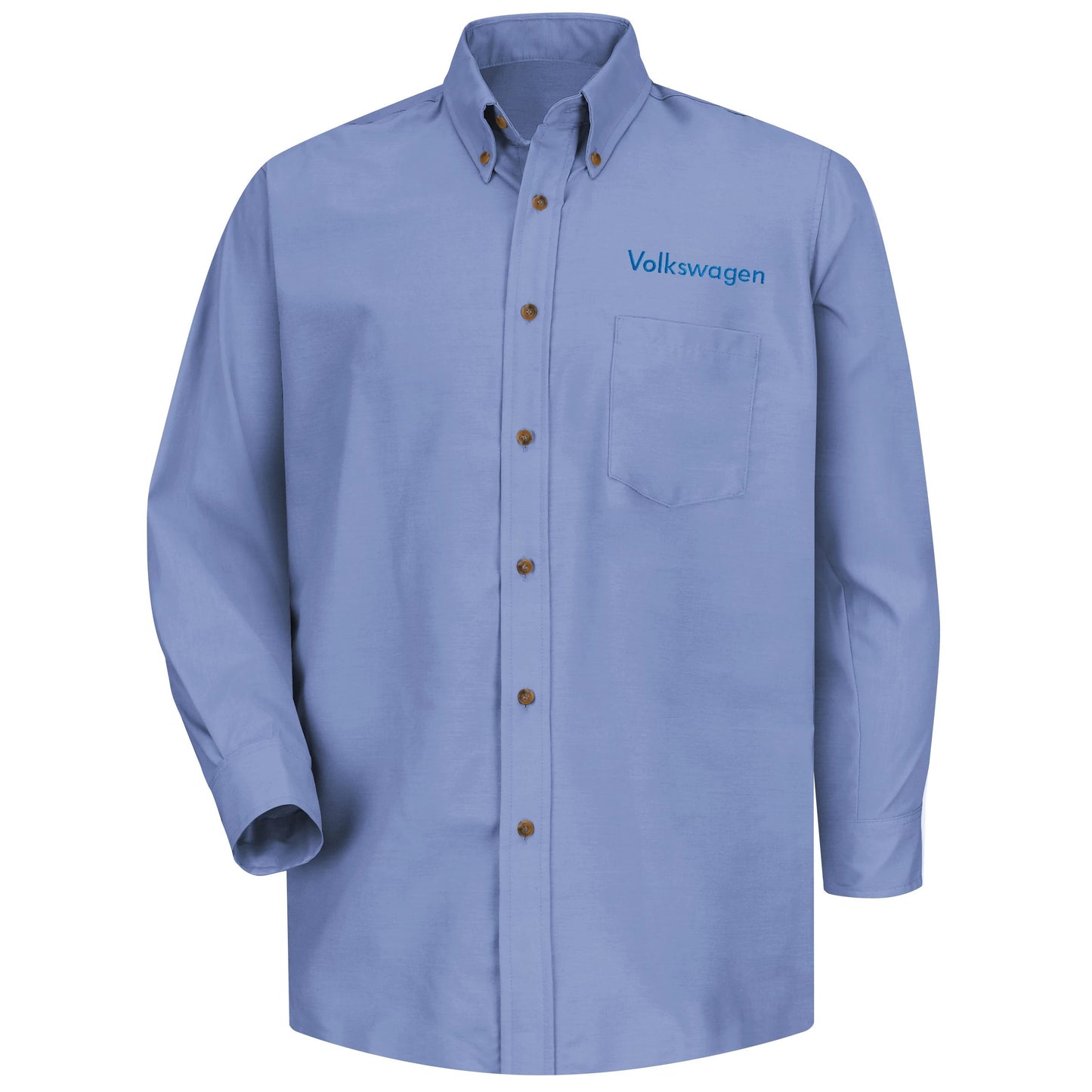 Volkswagen® Women's Long Sleeve Poplin Dress Shirt - Left Chest: Royal Volkswagen - Basics Clothing Store