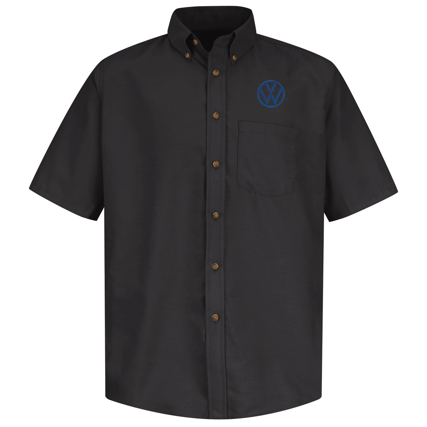 Volkswagen® Mens Short Sleeve Poplin Dress Shirt - Left Chest: Royal VW - Basics Clothing Store