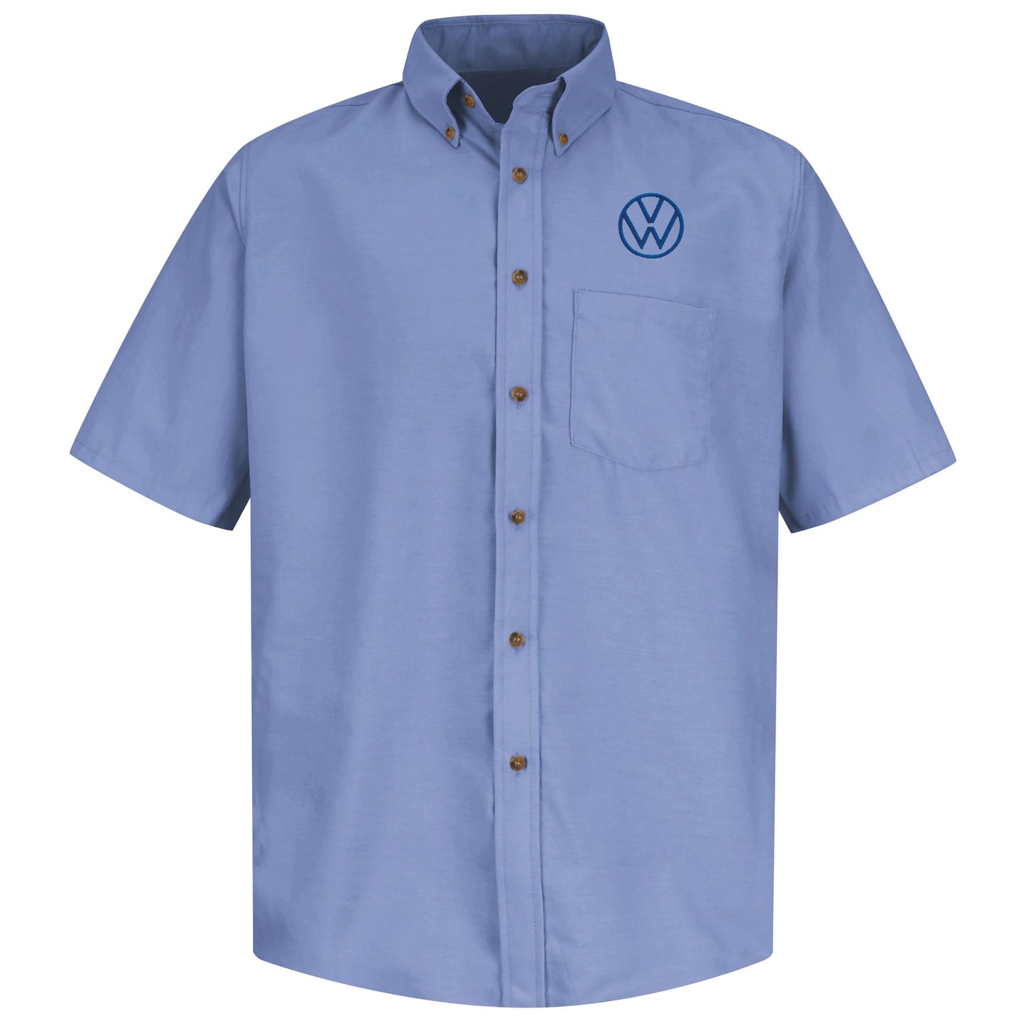 Volkswagen® Mens Short Sleeve Poplin Dress Shirt - Left Chest: Royal VW - Basics Clothing Store
