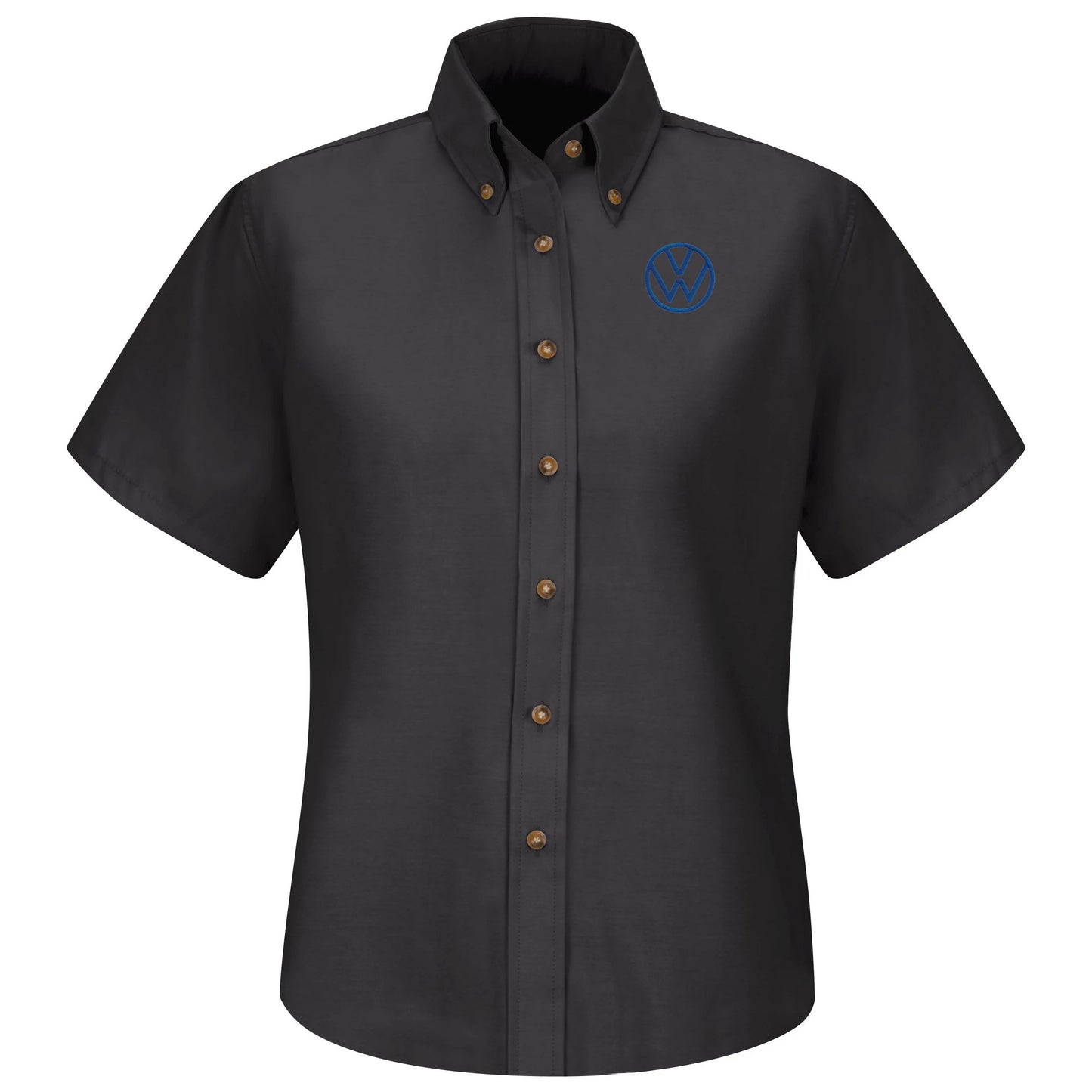 Volkswagen® Women's Short Sleeve Poplin Dress Shirt - Left Chest: Royal VW - Basics Clothing Store