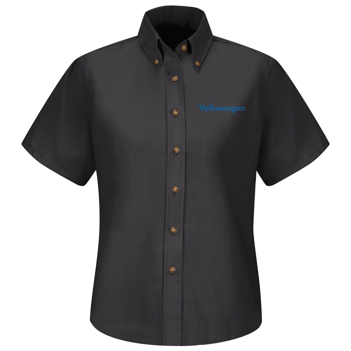 Volkswagen® Women's Short Sleeve Poplin Dress Shirt - Black - 1757BK - Basics Clothing Store