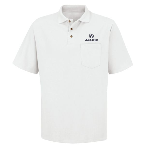 Acura Men's Short Sleeve Performance Knit® Flex Series Pro Polo - White