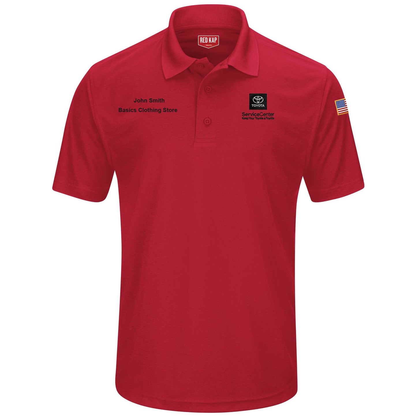Toyota® Men's Short Sleeve Performance Knit® Pocketless Core Polo - Service Center Logo - Red - 5512RD