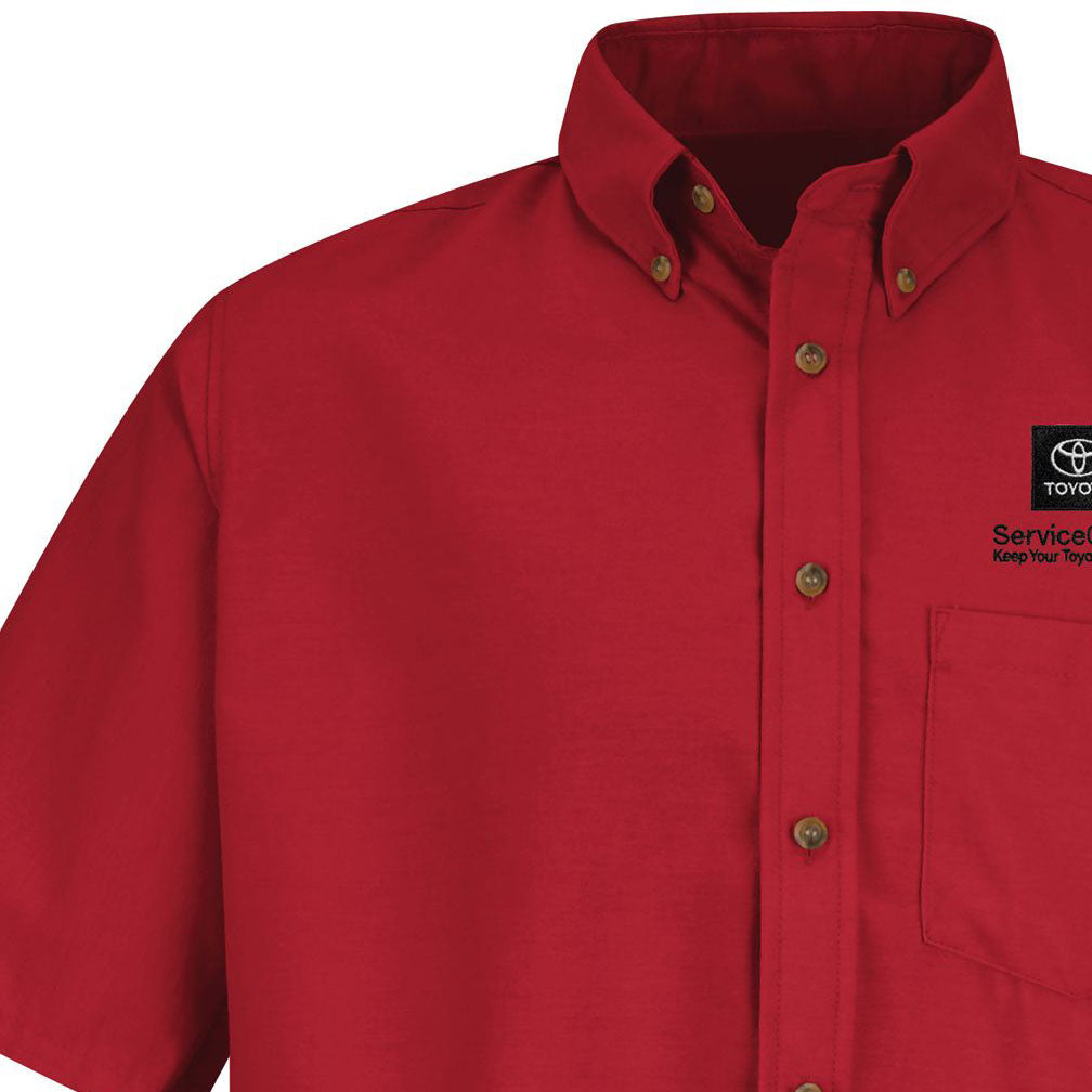 Toyota® Men's Short Sleeve Poplin Dress Shirt - Service Center Logo - RED - 5528RD