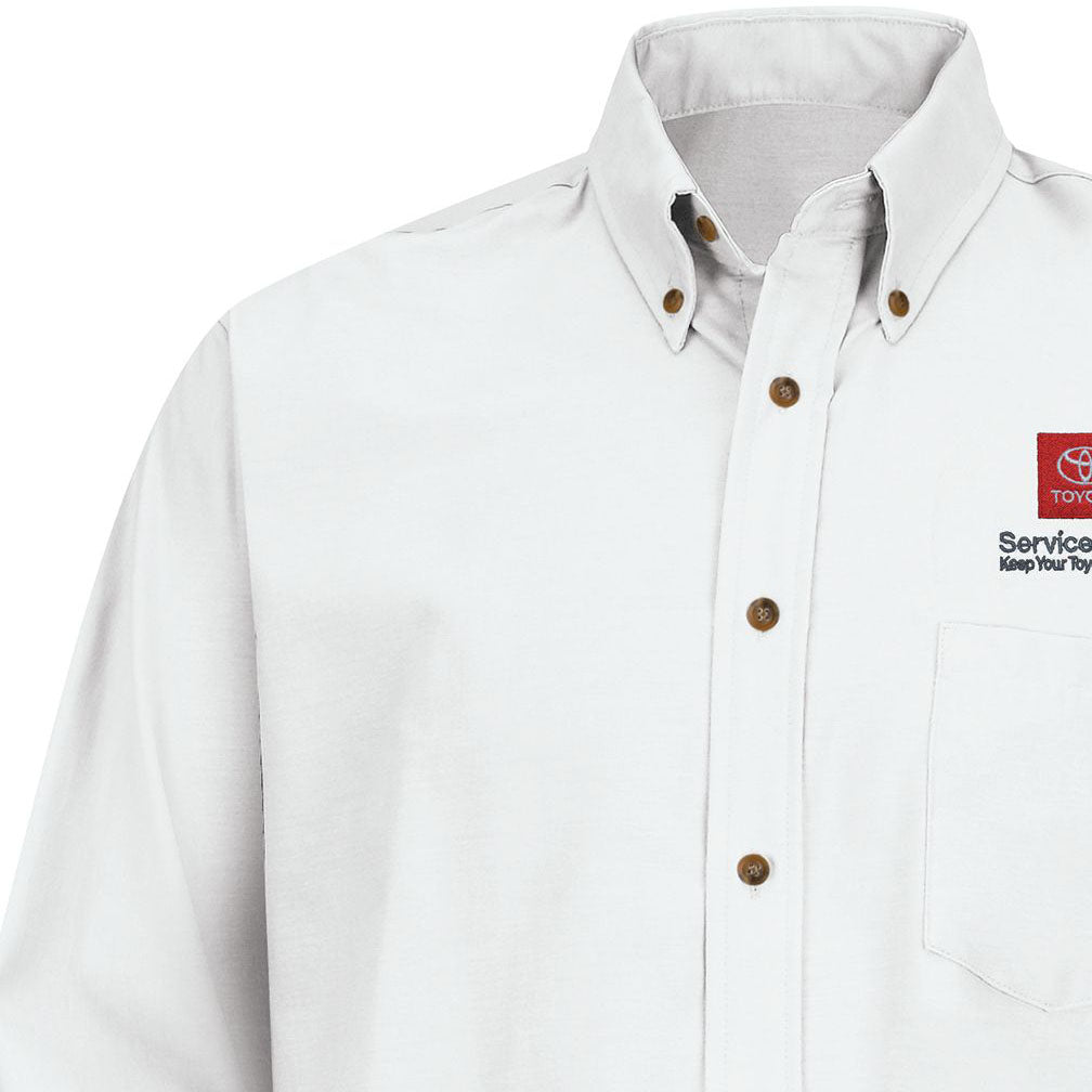 Toyota® Men's Long Sleeve Poplin Dress Shirt - Service Center Logo - White - 5533WH