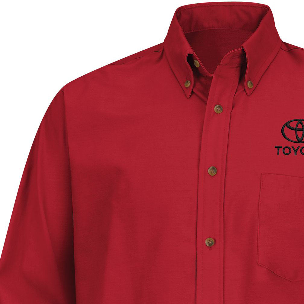 Toyota® Men's Long Sleeve Poplin Dress Shirt - Toyota Logo - Red - 5543RD