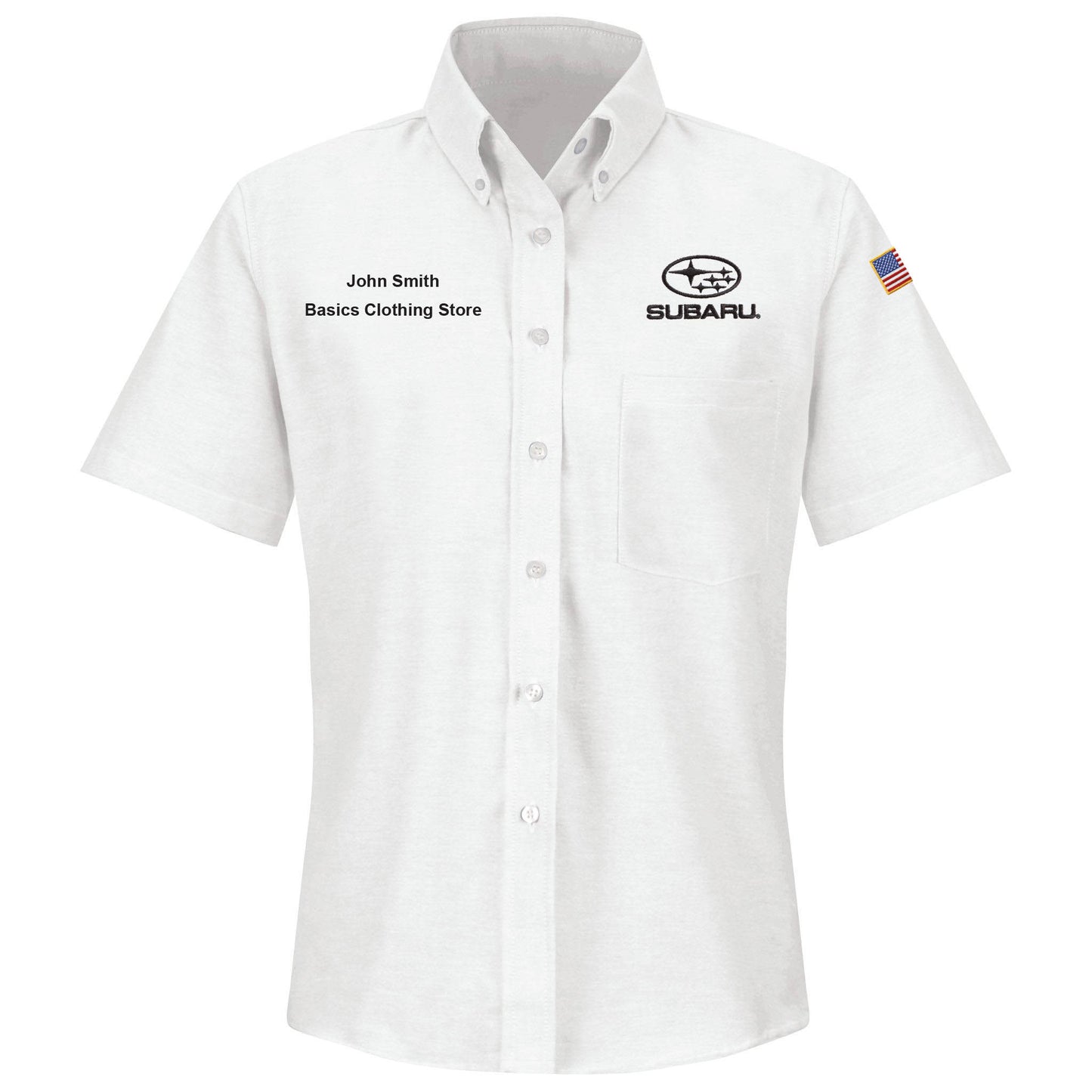 Subaru Women's Short Sleeve Executive Oxford Dress Shirt - White - SUW2WH - Basics Clothing Store