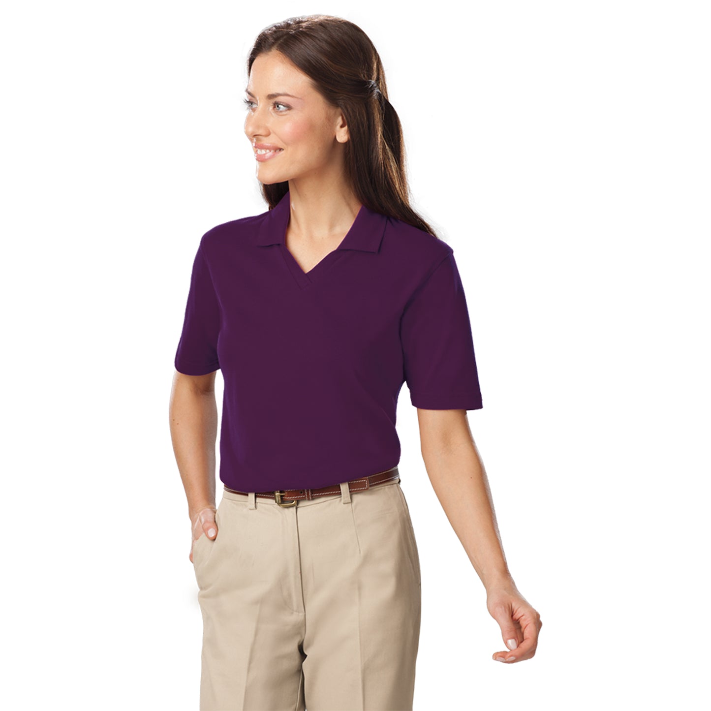Blue Generation BG6209 Ladies Superblend V-Neck Polo, Purple, 2X-Large (Clearance)