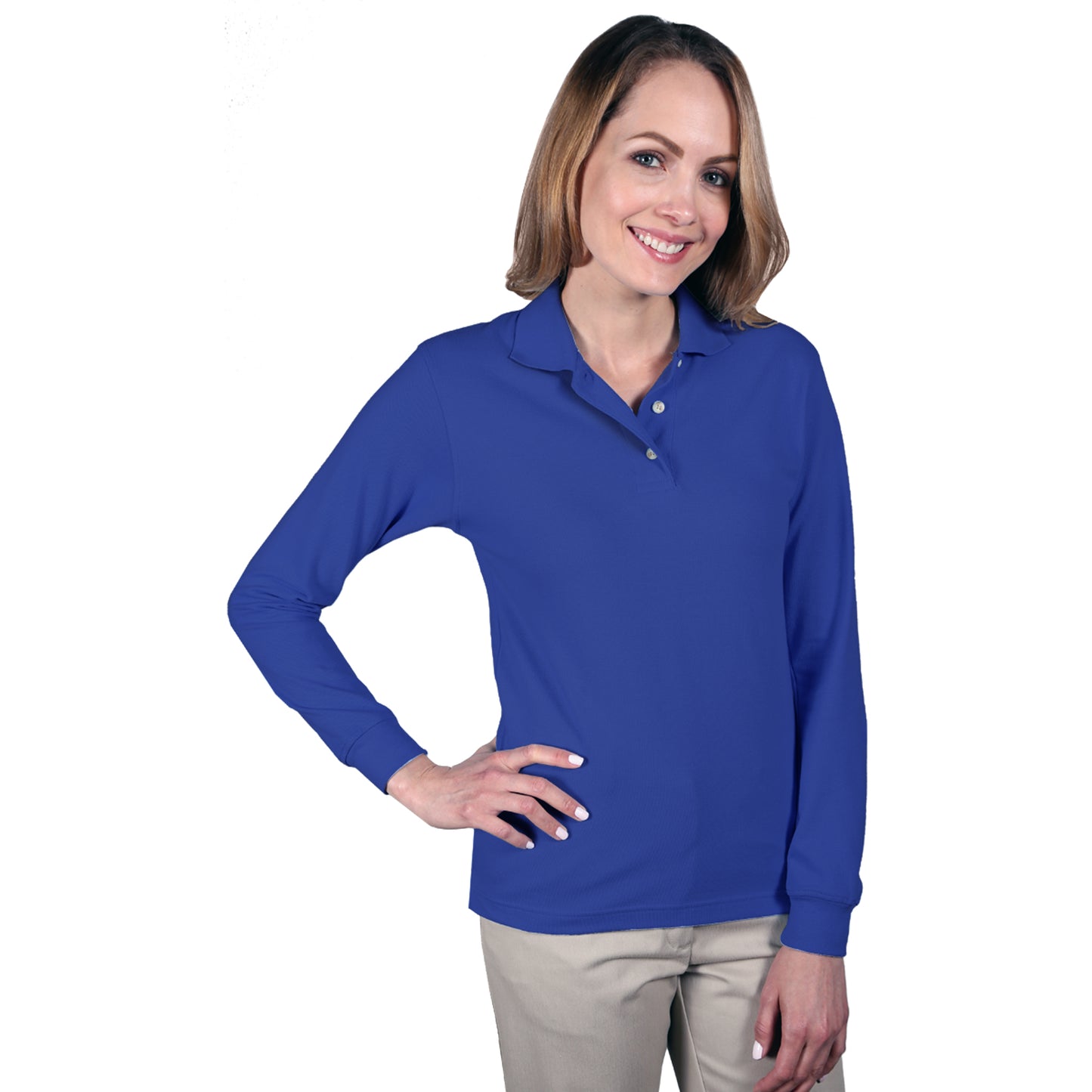 Blue Generation BG6207 Ladies Superblend L/S Polo, Royal, Medium (Clearance)