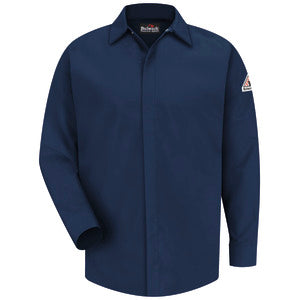 Bulwark Men's Midweight FR Pocketless Concealed-Gripper Work Shirt - SMS2 - Color : Grey - Light Blue - Navy