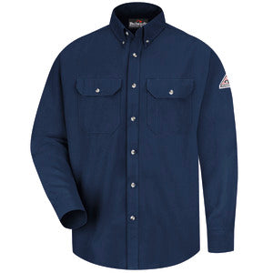 Bulwark Men's Midweight FR Uniform Dress Shirt CAT 2 - SMU2 - Color: Khaki - Light Blue - Navy - Basics Clothing Store