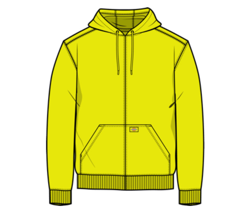DICKIES MENS MIDWEIGHT FULL ZIP FLEECE HOODIE-TW291-BWD(Bright Yellow)