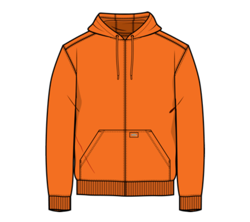DICKIES MENS MIDWEIGHT FULL ZIP FLEECE HOODIE-TW291-BOD(BRIGHT ORANGE)