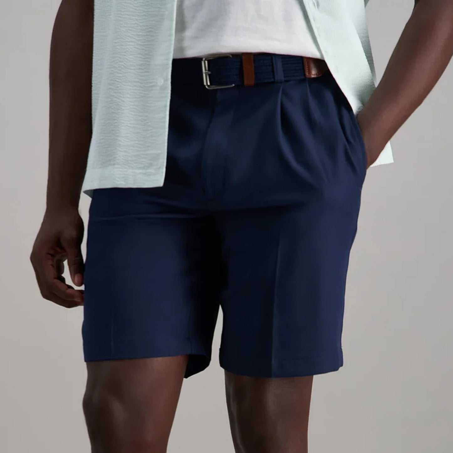 Haggar Cool Pro Shorts, Navy, 30, Clearance - Basics Clothing Store