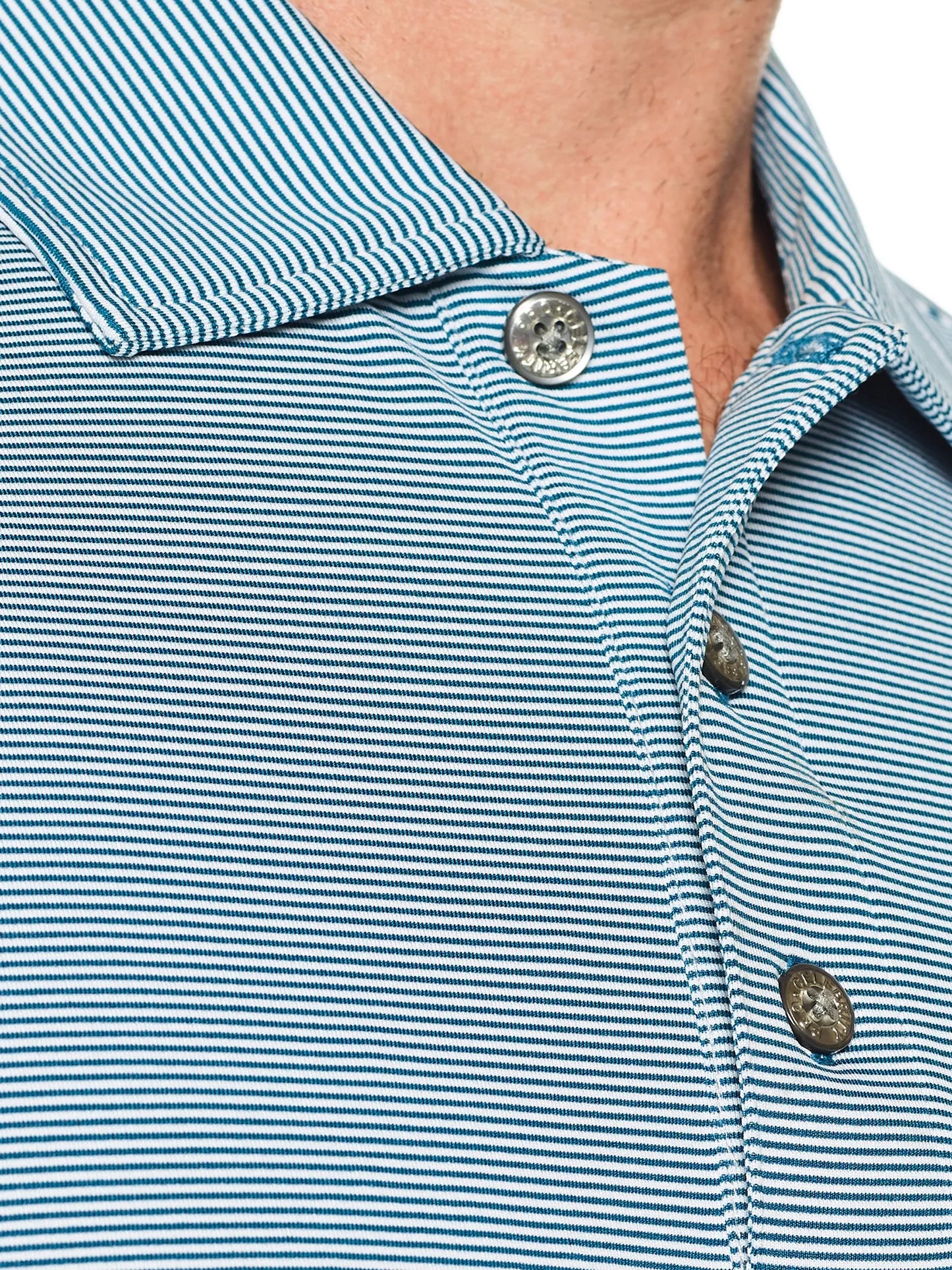 Pro Celebrity Men's Windsor Mini-Feeder Stripe Polo Shirt, Ocean Teal, 2X-Large (Clearance)