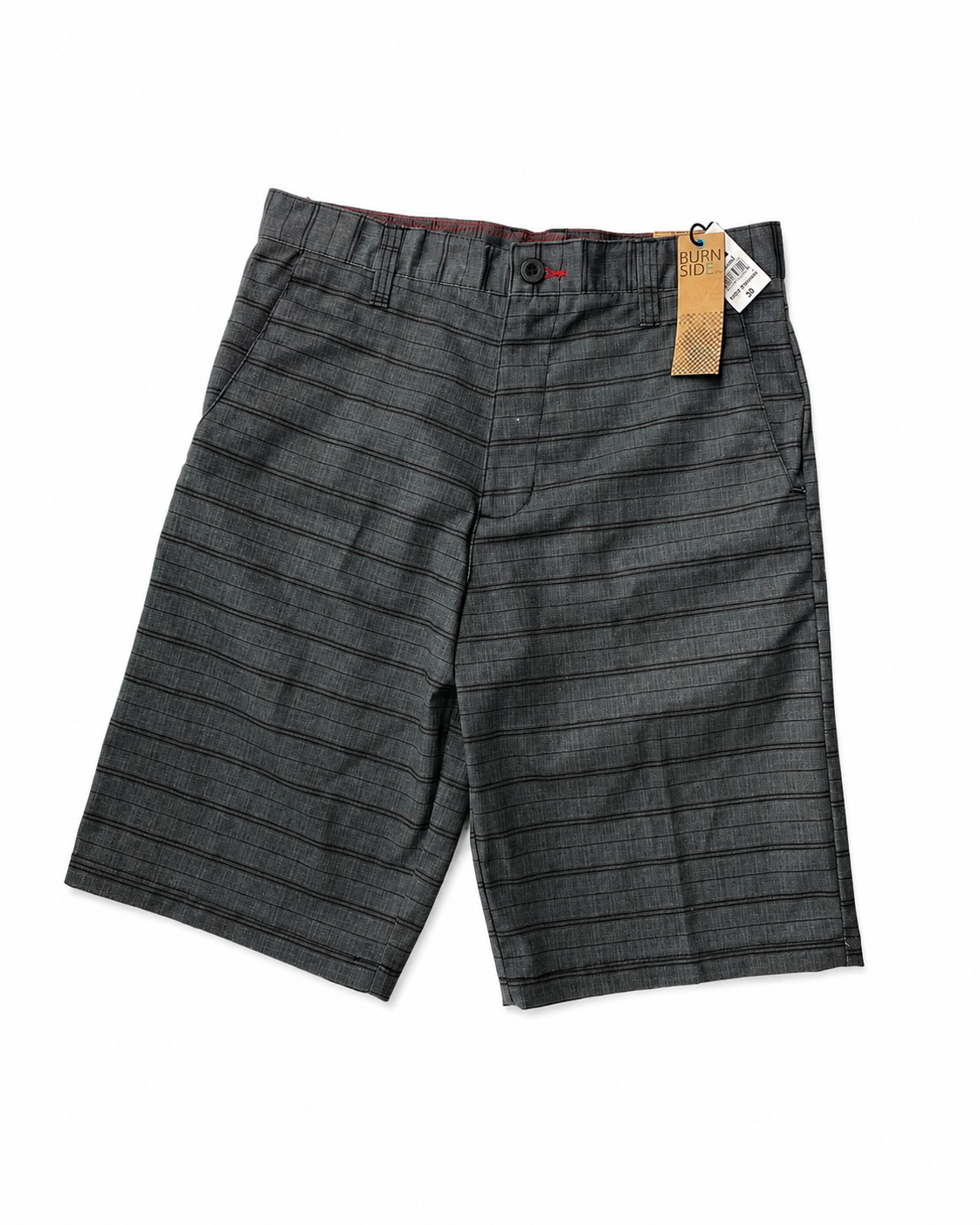 Burnside Men's Heather Charcoal Windowpane Hybrid Shorts (30) (BG9863G) (Clearance)