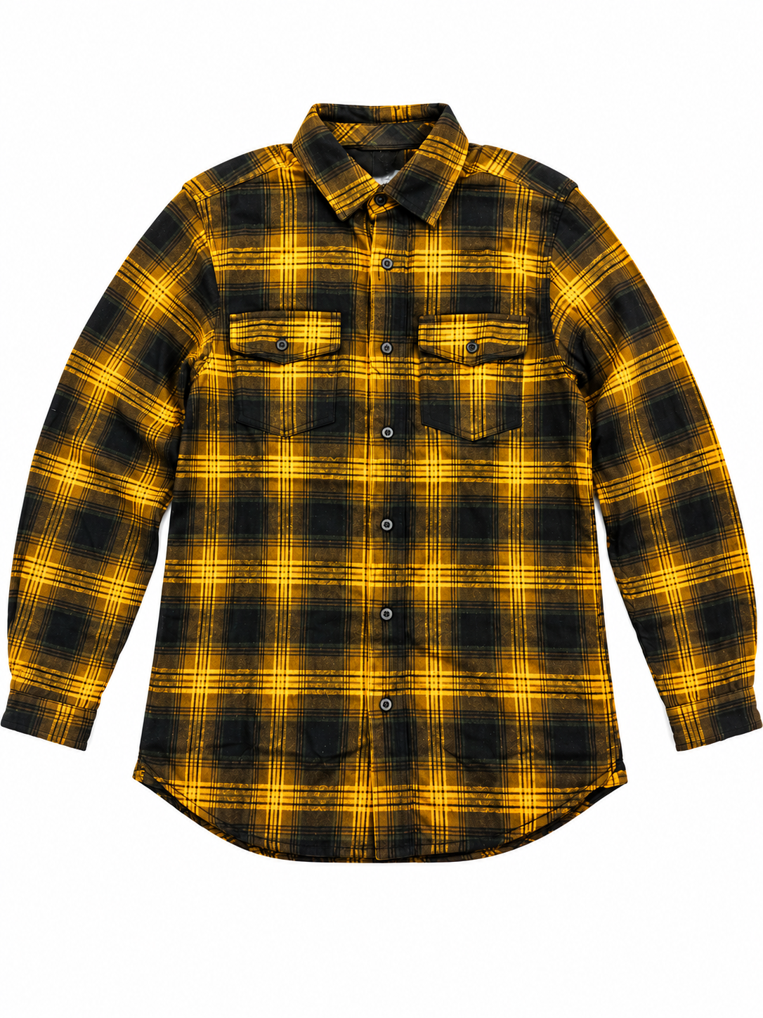 Burnside B8181 - Men's Gold Plaid Long Sleeve Flannel Shirt – Button-Up Casual Shirt - B8181 (Gold)