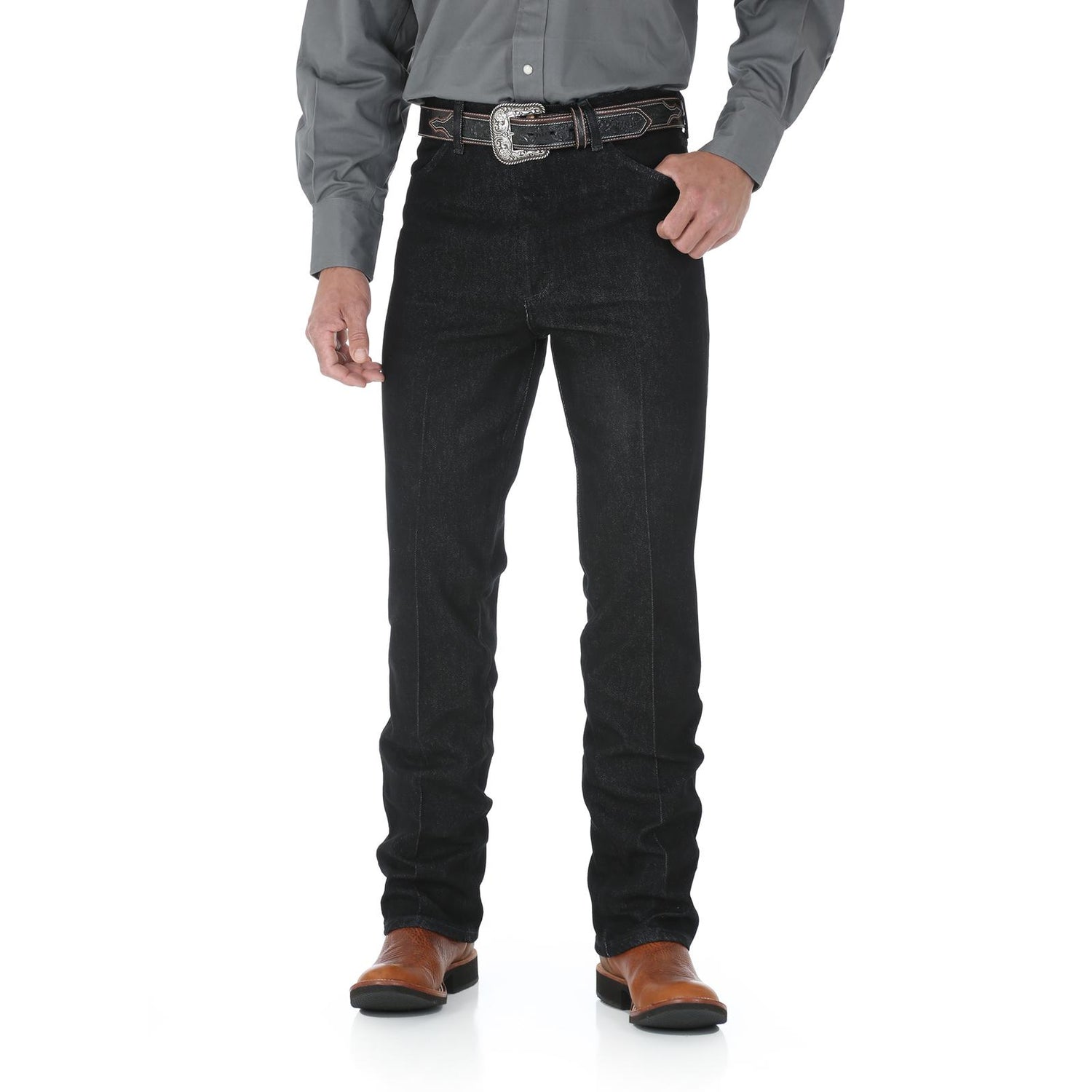 Wrangler® Cowboy Cut® Stretch Men's Jeans - Slim Fit - Black Stretch  0938BLK - Basics Clothing Store