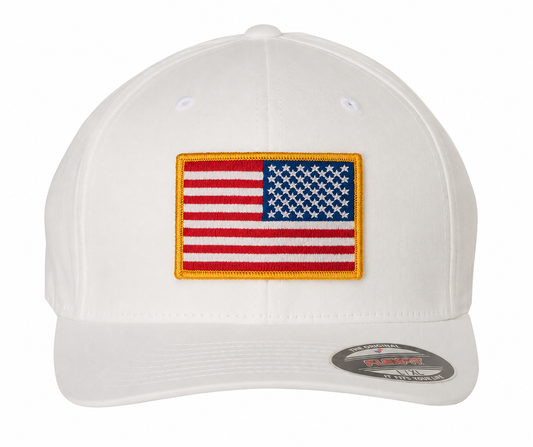 V-Flexfit® Cotton Twill Cap / American Flag Embroidered Patch