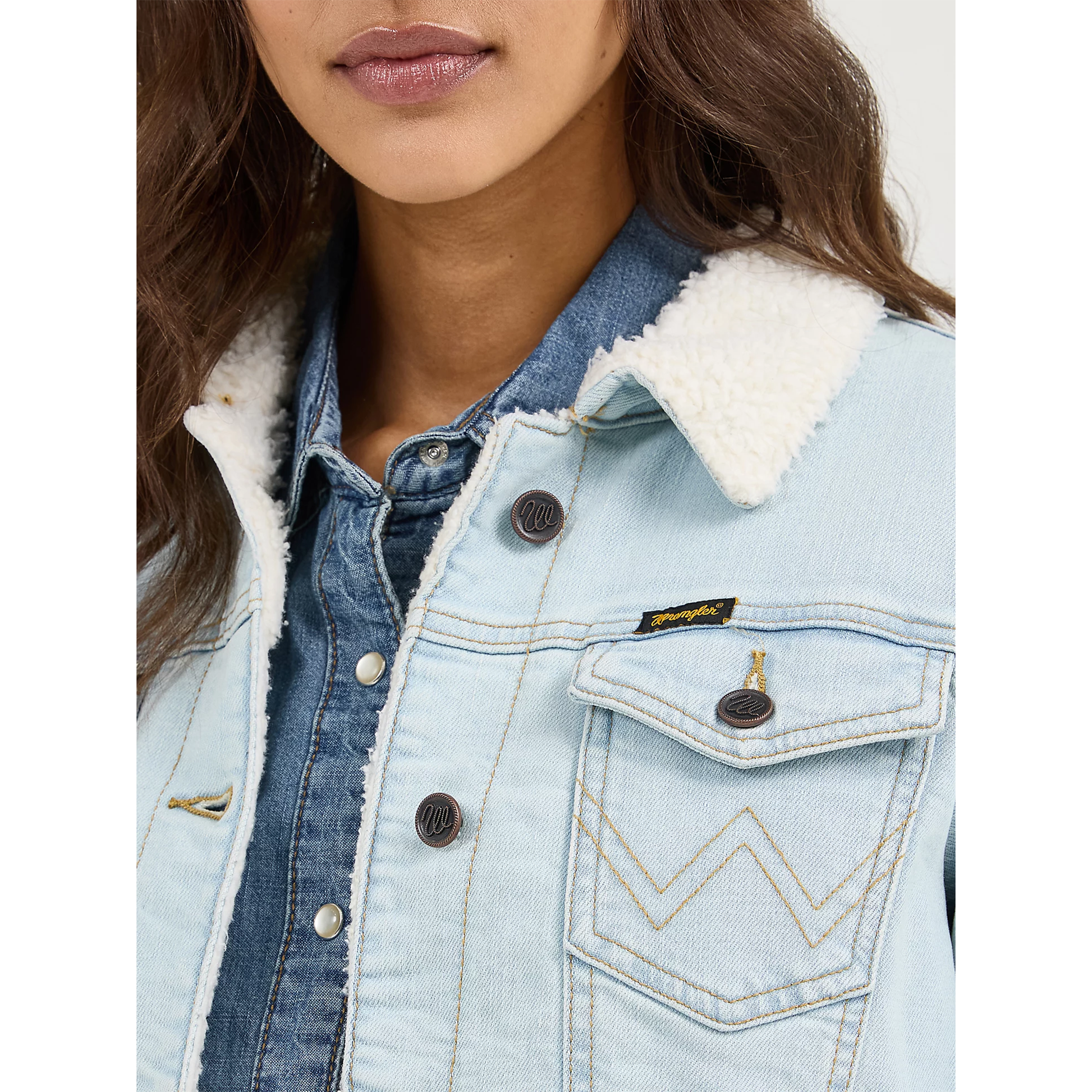 Clothing Wrangler Womens Sherpa Lined Denim Jacket Women's