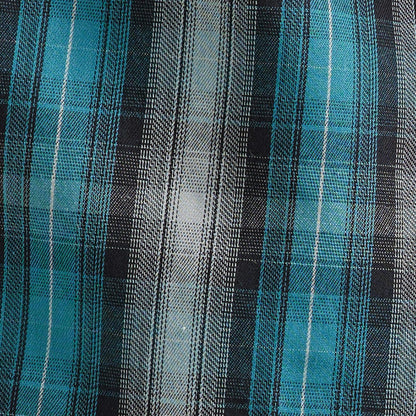 Wrangler® FR Flame-Resistant Long Sleeve Western Snap Plaid Shirt - Black Teal