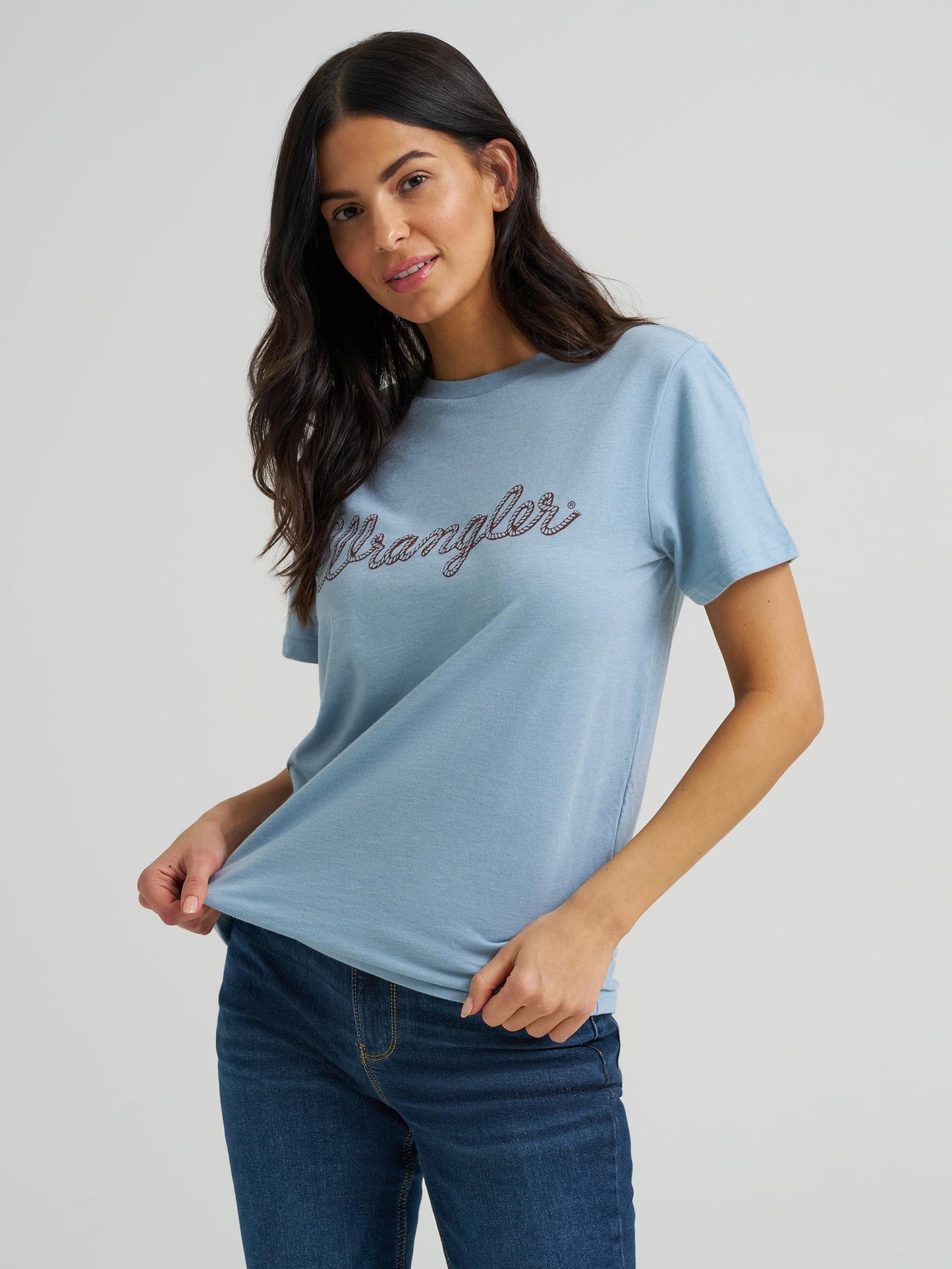 Wrangler Women's Rope Logo Reg Fit Tee  - Ashley Blue Heather - 112344165
