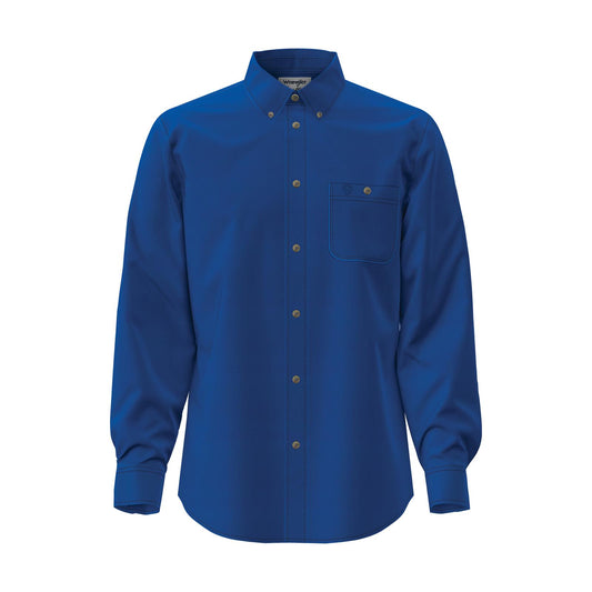 Wrangler® Men's George Strait® Solid Relaxed Fit Long Sleeve Shirt - Royal Blue