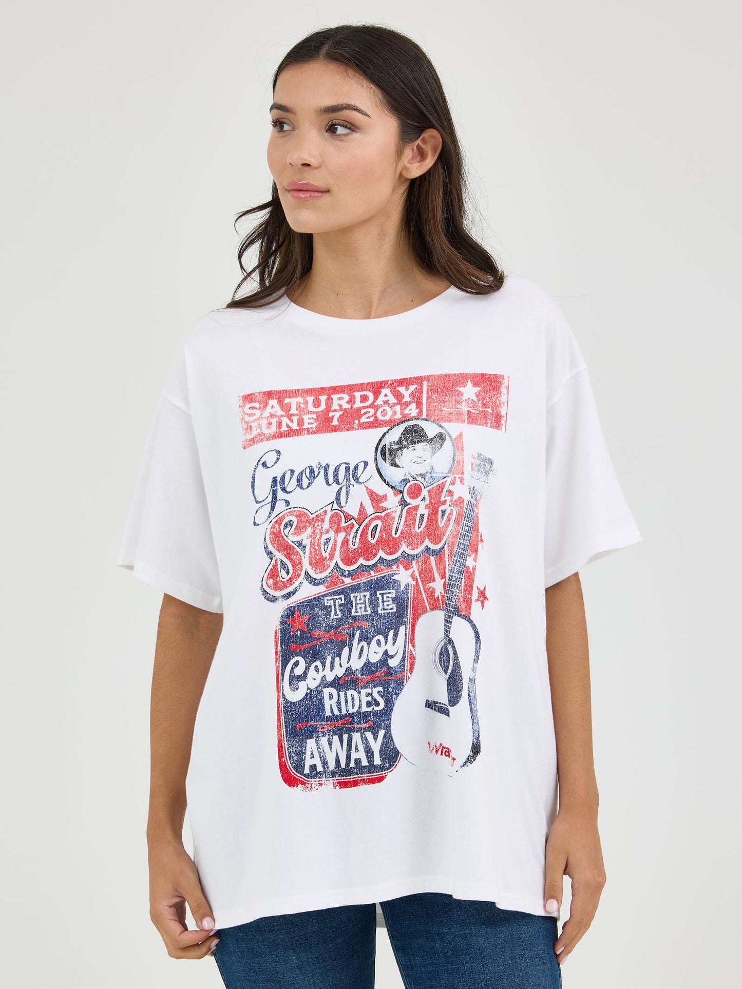 Wrangler® Short Sleeve Graphic T-Shirt - George Strait - Oversized Fit - Bright White - 112361056