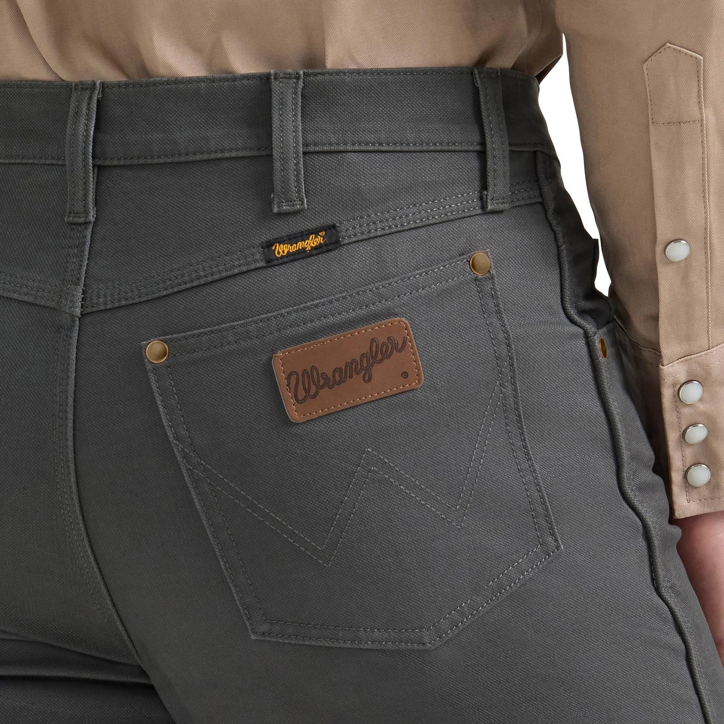 Wrangler® Men's Premium Performance Tough Comfort Cowboy Cut® Regular Fit Canvas Jean - Grey Pinstripe