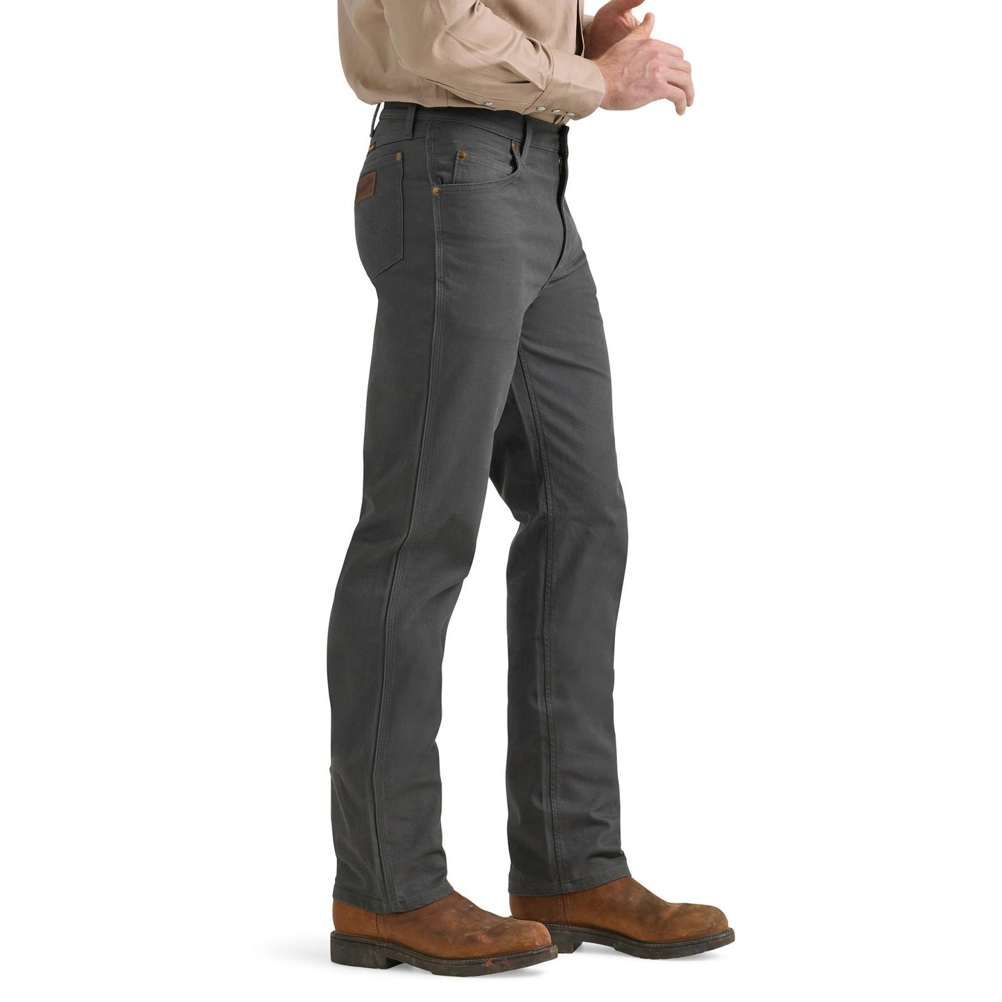 Wrangler® Men's Premium Performance Tough Comfort Cowboy Cut® Regular Fit Canvas Jean - Grey Pinstripe