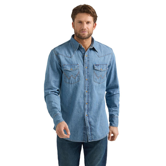 Men's Wrangler® Classic Denim Western Snap Shirt - Light Wash